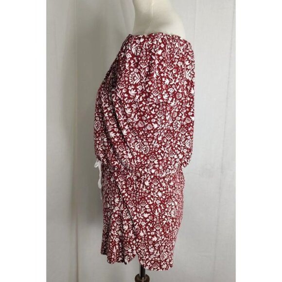 LOFT Beach Romper S Red Floral  Off Shoulder Resortwear Swim Cover-Up - Picture 7 of 9